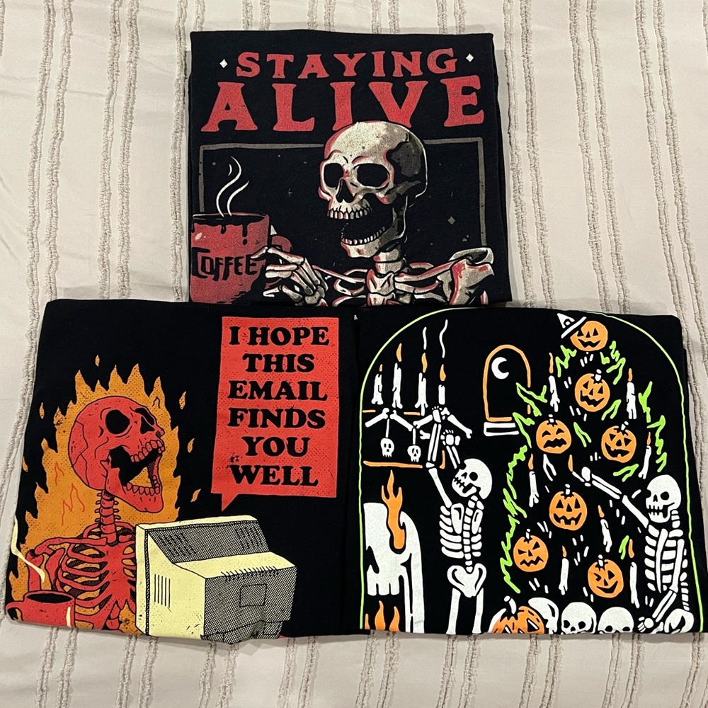 Skeleton edgy graphic tee bundle